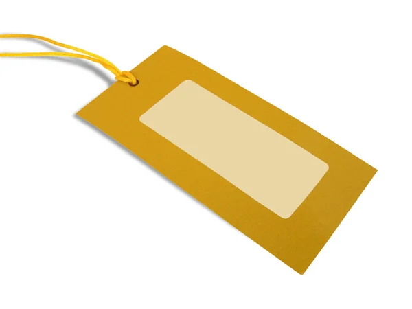 Пустой тэг, связанный желтой ниткой — стоковое фото