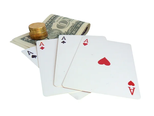 Playing cards and money — Stock Photo, Image