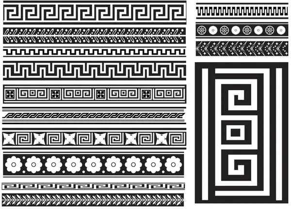 stock vector Different types of seamless Greek patter