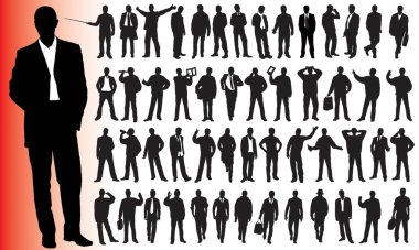 Silhouettes of many business