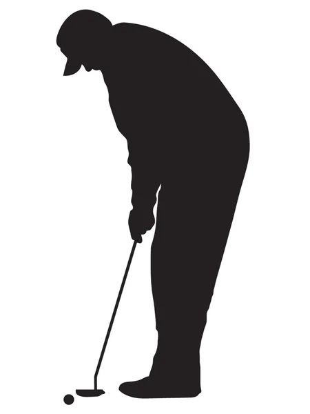 Silhouette golfista — Vettoriale Stock