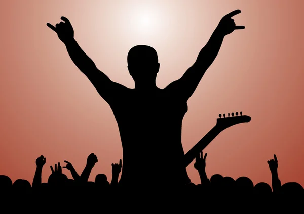 Rock concert silhouet — Stockvector