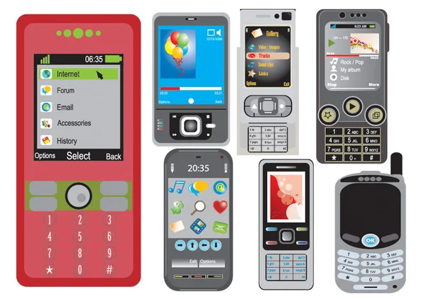 Mobilní telefony — Stockový vektor