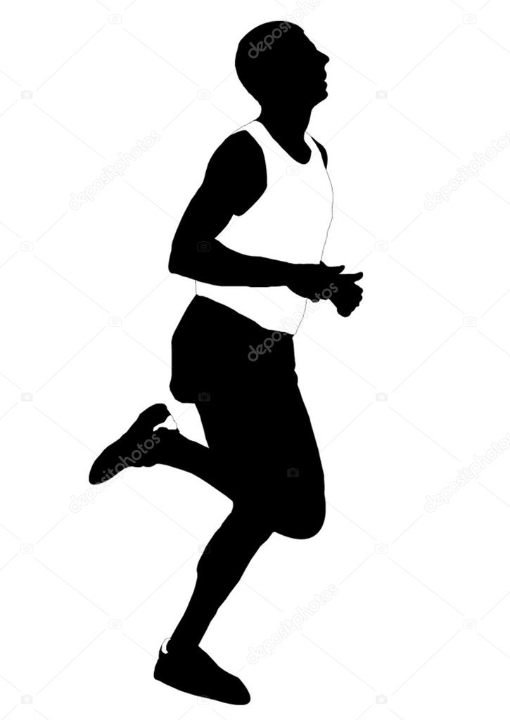 Silhouette running men. Light athletics