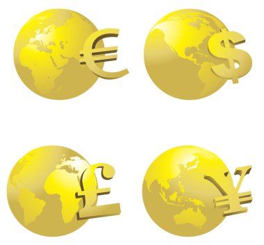 Globe and money symbol clipart