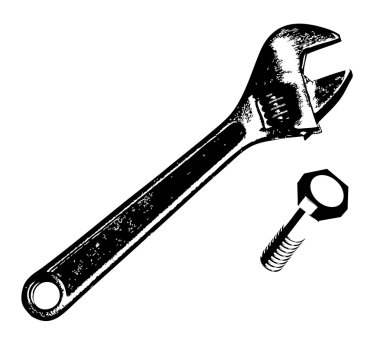 Wrench and bolt clipart