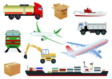 Transportation icons clipart