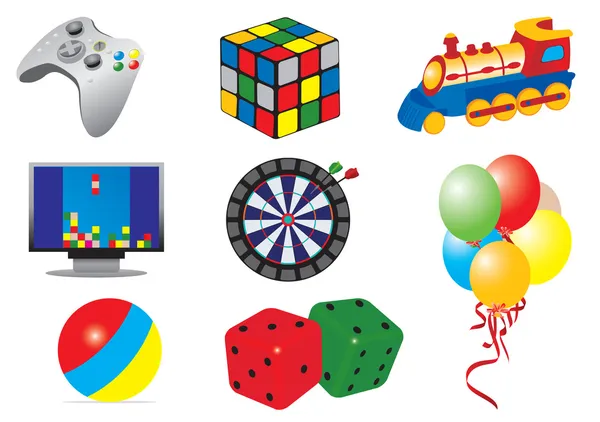 Hry & hračky ikony — Stockový vektor