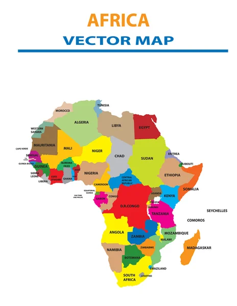 África mapa vectorial — Vector de stock