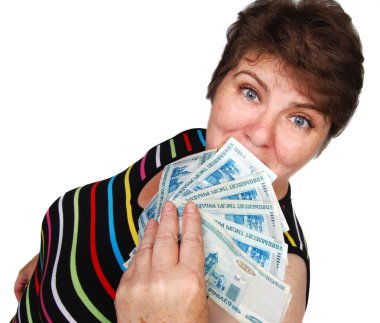 Woman with money clipart