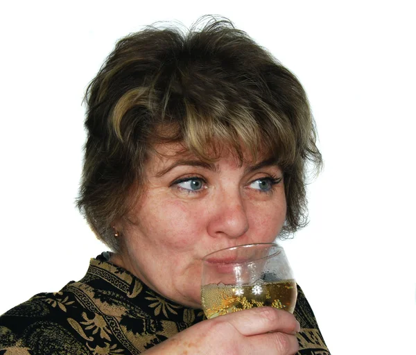 Kvinnliga drink champagne — Stockfoto
