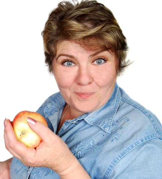Vrouw whith apple — Stockfoto