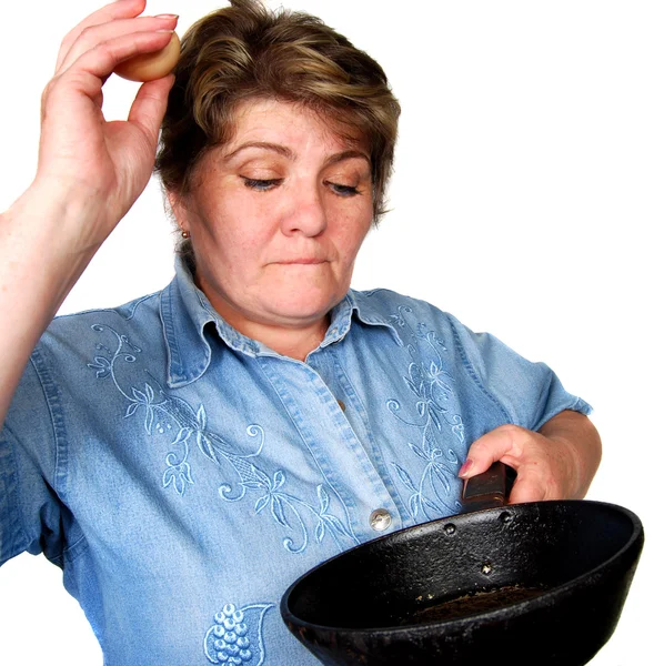 Женщина готовится — стоковое фото