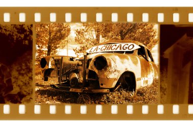 Old 35mm frame photo with american retro clipart