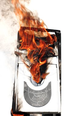 Burninging computer case clipart