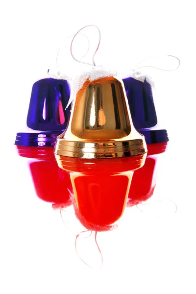 Christmas bells with reflections isolate — Stock Photo, Image