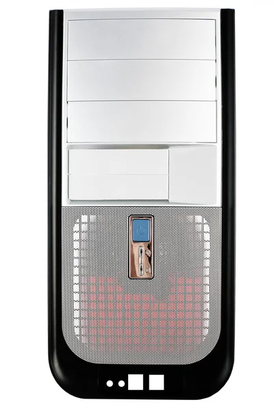 Bilgisayar kasasının üzerinde beyaz izole — Stok fotoğraf
