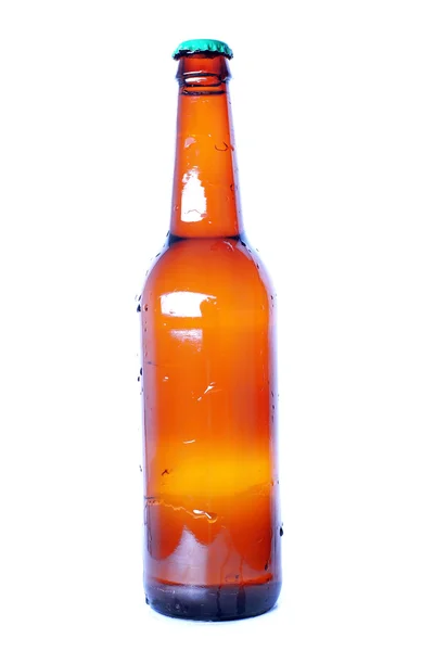 Brown bottle with cap isolated on white — Stock Photo, Image