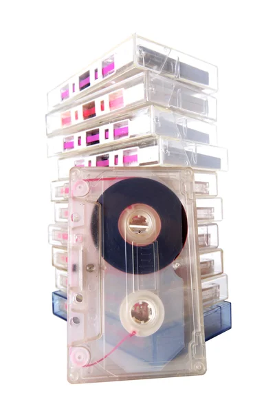 Pila de cintas de cassette etro aisladas en — Foto de Stock