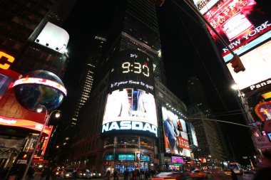 Night Time Square in New York, NY clipart