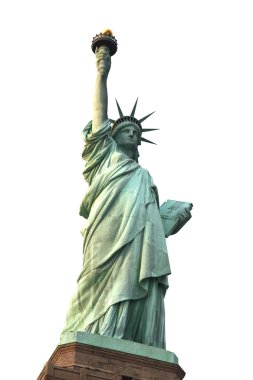 new York'ta üzerinde beyaz izole Özgürlük heykeli