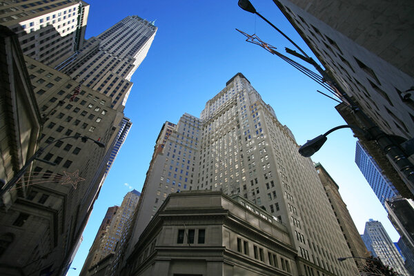 Classical New York - Wall street, Stock Exchange and skyscrapers in Manhattan