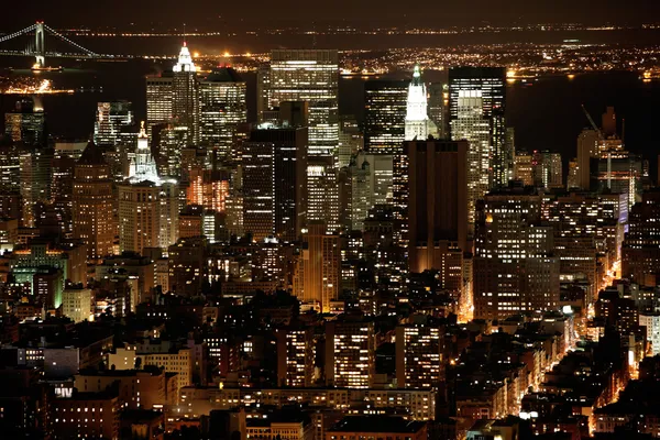 Nighttime in New York, Manhattan — Stock Photo, Image