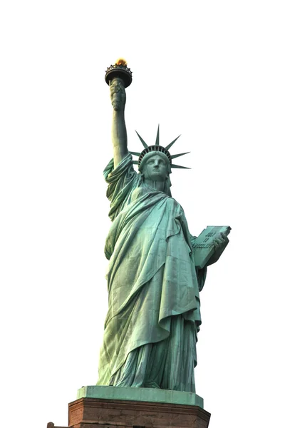 自由女神像在纽约城上白色隔离 — 图库照片