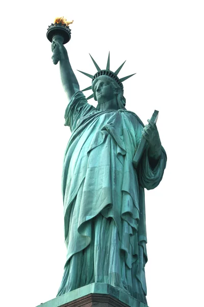 New York'ta üzerinde beyaz izole Özgürlük heykeli — Stok fotoğraf