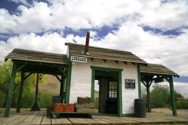 Old train station in wild west clipart