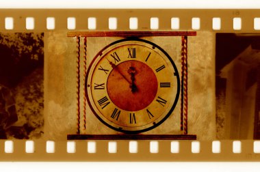 Old photo with vintage clock clipart