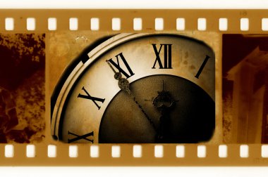 Old photo with vintage clock clipart