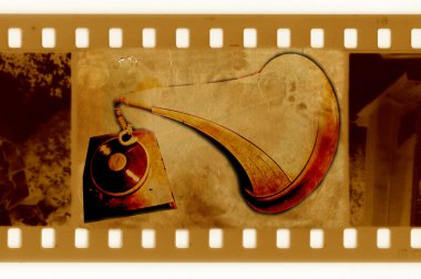 Old frame and vintage gramophone clipart