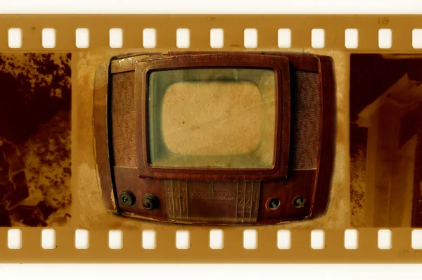 Régi 35 mm-es keret fénykép Vintage tv — Stock Fotó