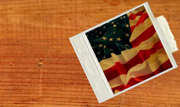 오래 된 사진 vs 미국 국기 — 스톡 사진
