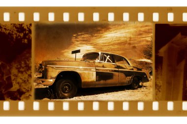 Oldies 35mm frame photo with old car clipart