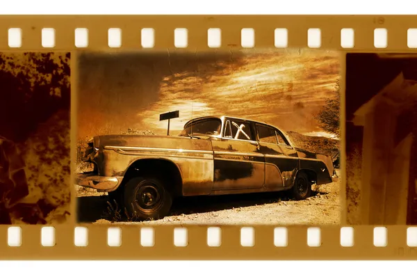 Oldies 35mm frame photo with old car — Stock Photo, Image