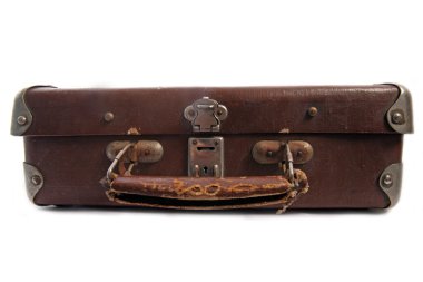 Old brown suitcase for travel clipart