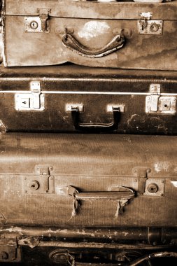Old brown suitcase for travel clipart