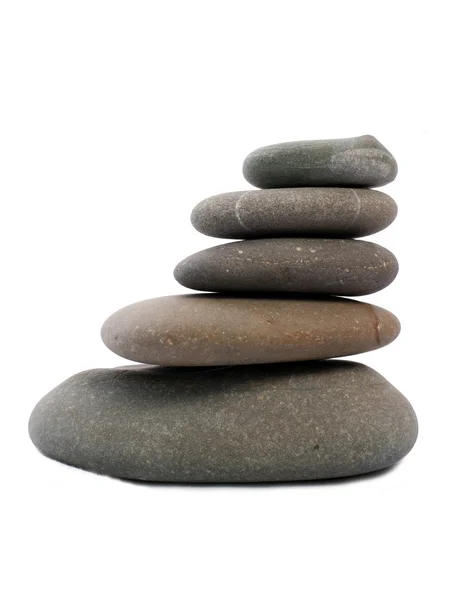 Fünf Zen-Steine isoliert auf weiß — Stockfoto