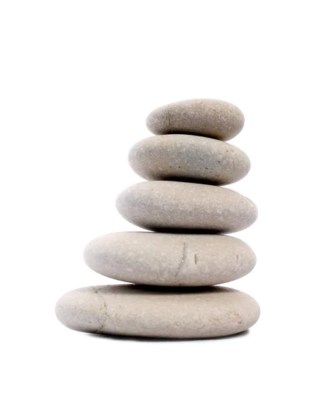 Five Zen stones isolated on white — Stock Photo, Image
