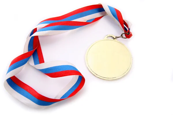 Złoty medal ze wstążką — Zdjęcie stockowe