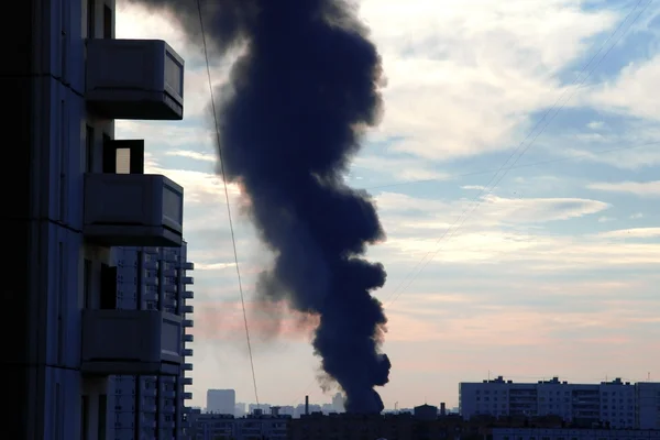 Ecology problems - dirty smoke at city — Stock Photo, Image