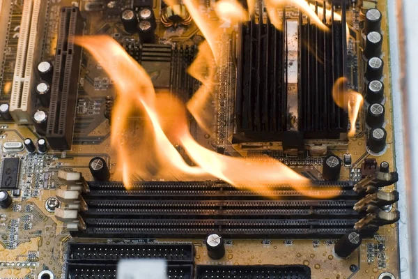 Hořící počítače Rada — Stock fotografie