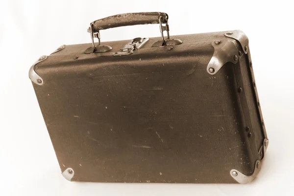 Vecchia valigia marrone per il viaggio — Foto Stock