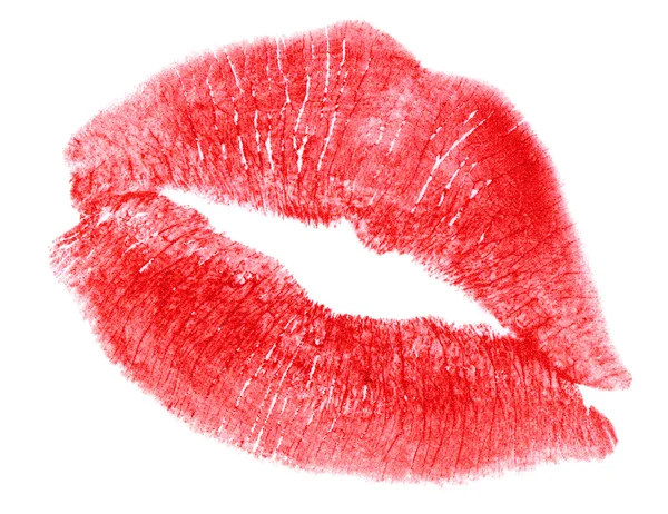 Frau rote Lippen isoliert in weiß — Stockfoto