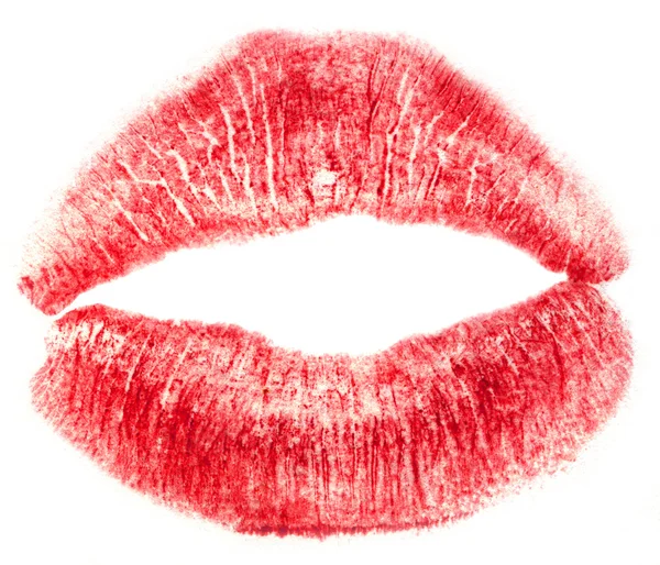 Rote Lippen isoliert auf weiß — Stockfoto