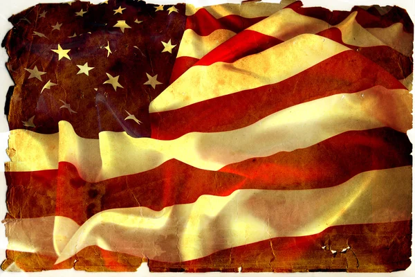 Vintage flapping USA flag with wave — Stock Photo, Image