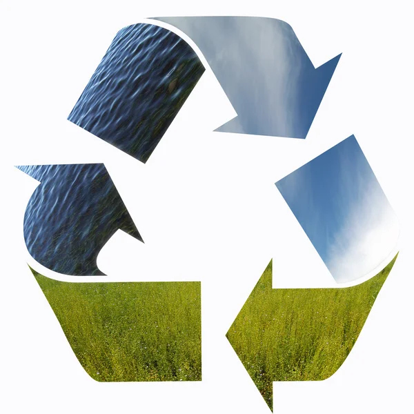 Tres flechas naturaleza elementos reciclaje — Foto de Stock