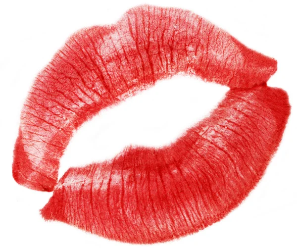 Donna labbra rosse isolate su bianco — Foto Stock